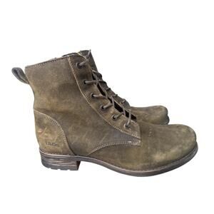 Taos Base Camp Green Suede Lace Up Boot Women size 40 US 9 EUC